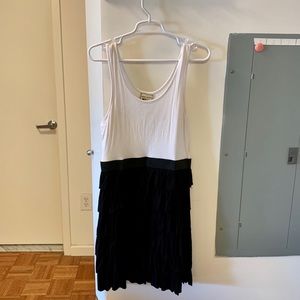 Pink Rose Black and White Ruffle Dress